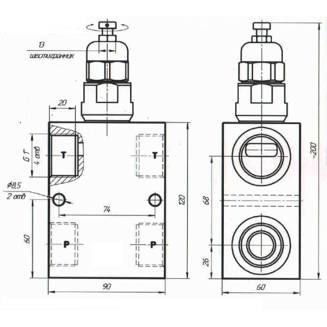 Клапан предохранительный регулируемый 100L/350BAR