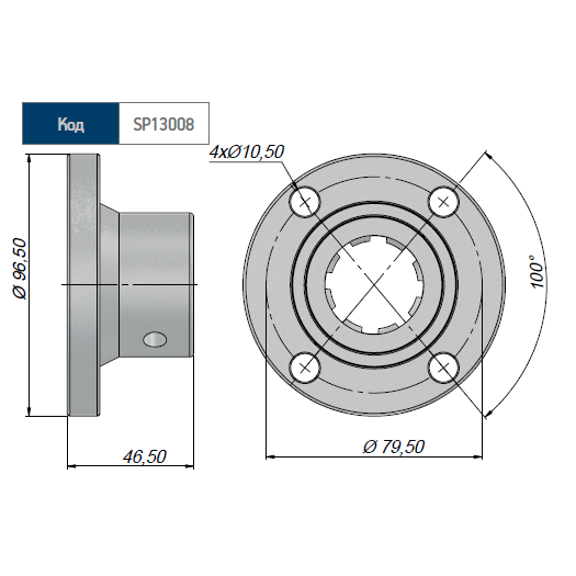 Фланец для насоса ISO-кардан УАЗ (Kazel)