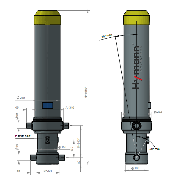 Цилиндр FC 129-3-03880-000-K0343-HC HYMANN