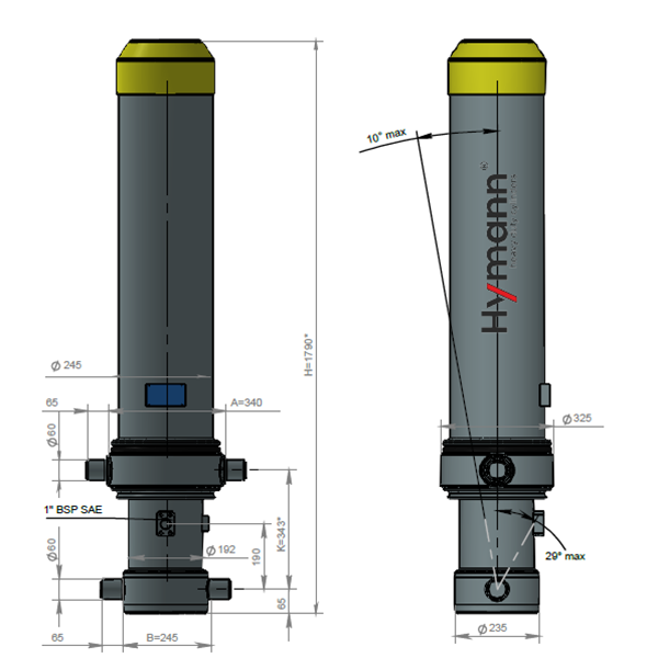 Цилиндр FC 169-5-07130-000A-K0343-HC HYMANN