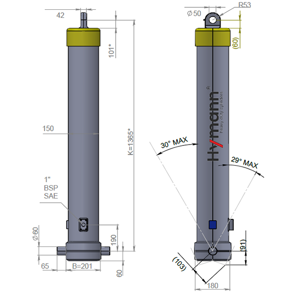 Цилиндр FE 129-4-04320-001-K1365-HC HYMANN