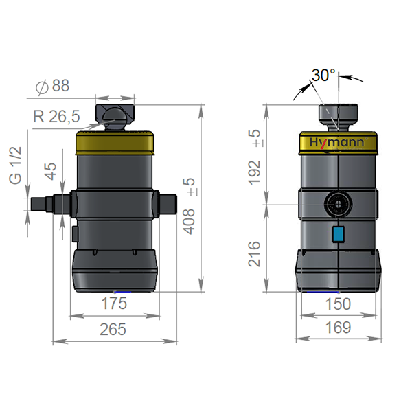 Цилиндр подкузовной UMB 129-5-980-K192-45-1/2″ HYMANN
