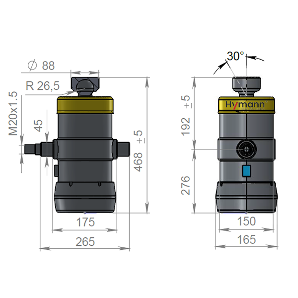 Цилиндр подкузовной UMB 129-4-1020-K192-45-3/4″ HYMANN